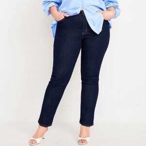NWT Old Navy Dark Wash high rise Wow Straight Jeans plus 18Short